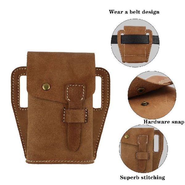 Casual Retro Leather Outdoor Sport Phone Bag For Men