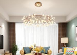 Nordic Art Design Led Chandelier lighting Firefly Pendant Lamp For Living Room Dimming Remote Tree Leaf Hanging Light