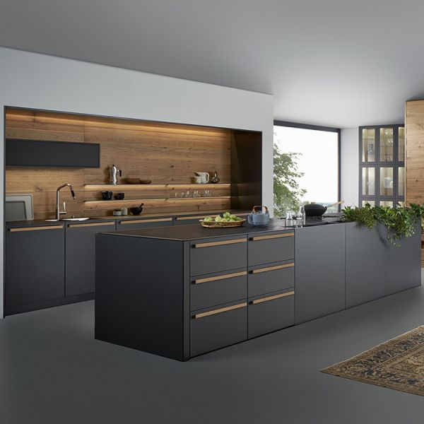 Modern Matte Acrylic Kitchen Cabinets Luxury Black Melamine Kitchen Wall