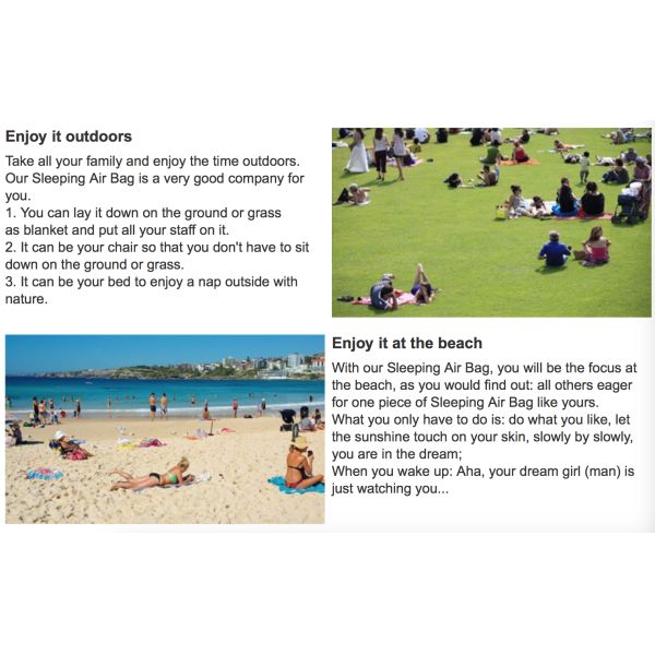 Water Repellent Pocket Sleeping Bag Folding Sleeping Lazy Bag Air Mattress