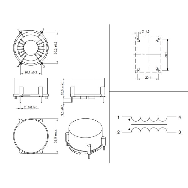 7446923010 Compact and small size Toroidal core Common Mode Choke