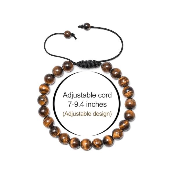 Custom Hand Made Stainless Steel Bracelets Couple Gift Mens Tiger Eye Stone Beaded Bracelet