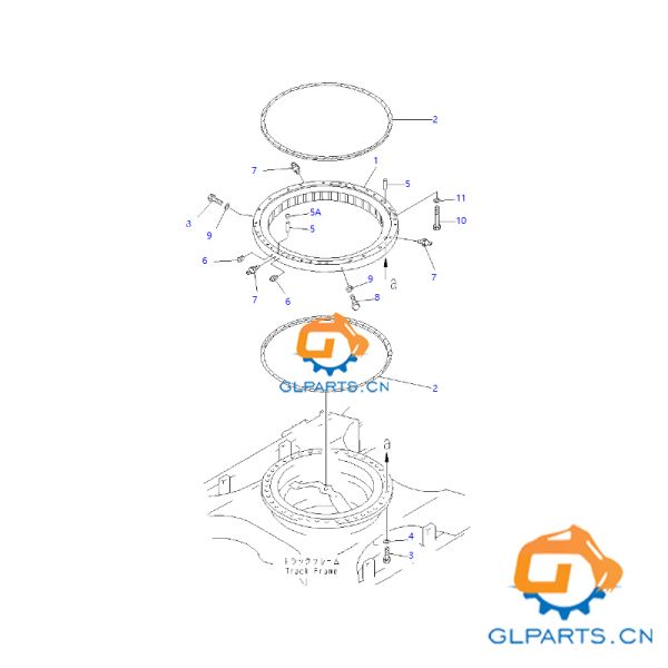 207-25-61200 Excavator Swing Ring For PC300 PC340 PC350 PC380 Attachment Forging Casting