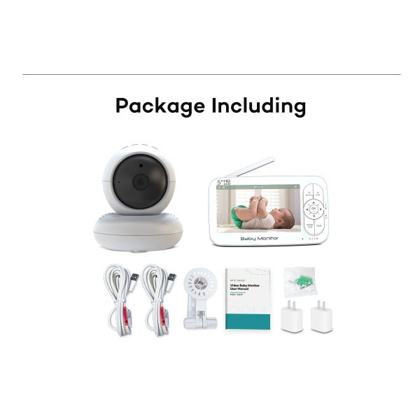 5 Inch Smart Baby Monitor with Pan-Tilt Night Vision and Two-Way Audio