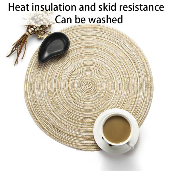 Kitchen Room Space Luxury Golden Waterproof PVC Round Christmas Dining Table Place Mats