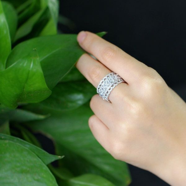 925 Sterling Silver Jewelry Vintage Purple Crystal Couple's Wedding Silver Rings Zirconia Ring Wedding Ring Jewelry