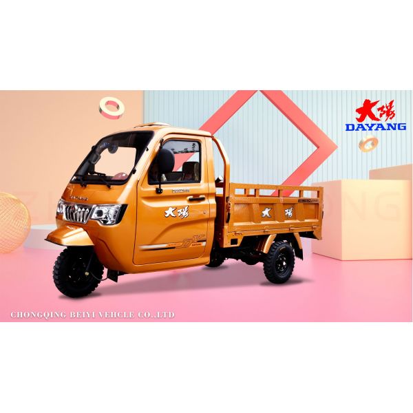 Reversible Lifan 200cc Engine Motocarro Delivery Van with Closed Cabin Cargo Tricycle
