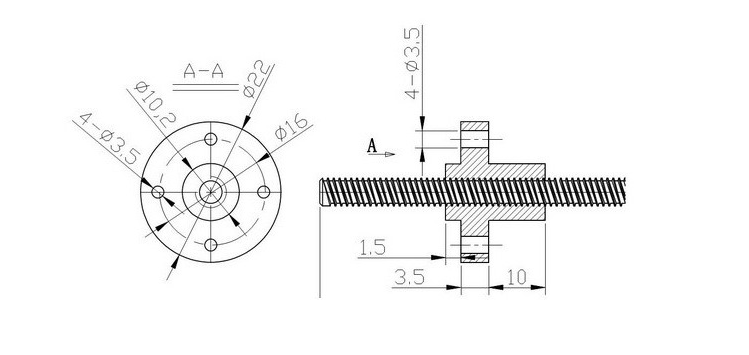 Stepper Motor T Type TR8 Trapezoidal Lead Screw And Nut 300mm Class A Material Grade