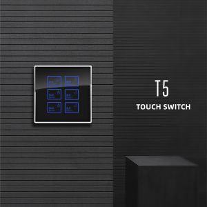 China Tempered Glass Touch Wall Switch Blue Light Wall Mounted Switch on sale