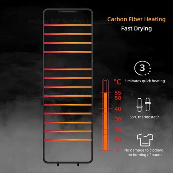 SUS304 Stainless Steel Floor Standing Ladder Bathroom Electric Heated Towel Drying Rack