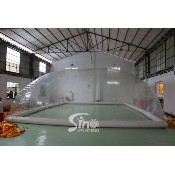 Outdoor custom size transparent inflatable pool dome with covered ceiling