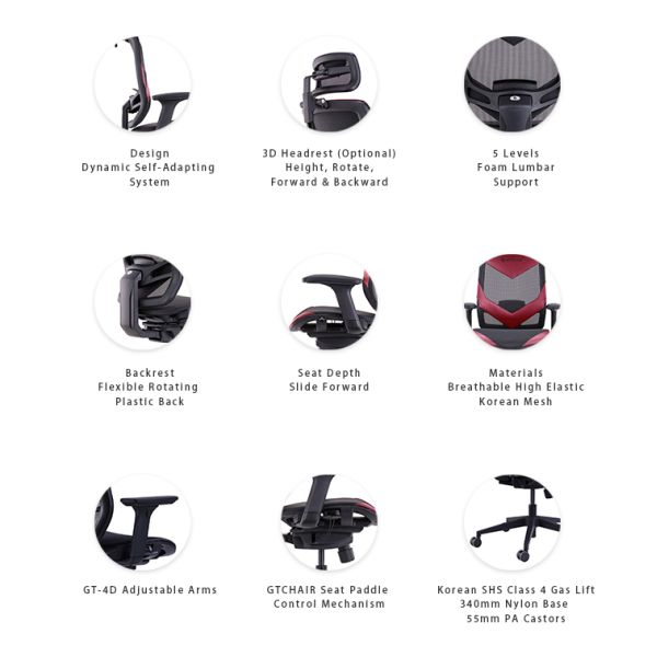 Full Mesh Back Support Headrest Seat Adjustable Swivel Gaming Chair