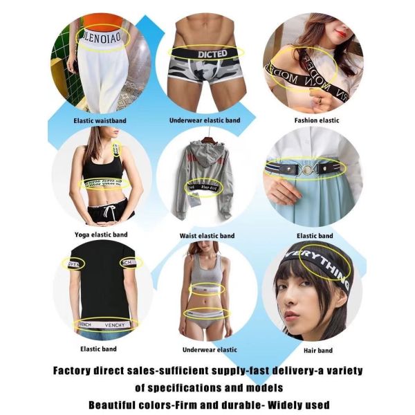 Fashion Customized Printed Jacquard Elastic Waist Band For Underwear Printed Elastic Ribbon