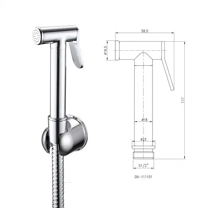 Light Grey Chrome-plated Stainless Steel Hand Bidet Sprayer For Bathroom And Women