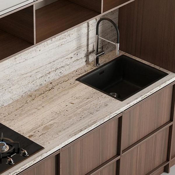 Antique Ash Solid Wood Assembled Kitchen Cabinet Frame-line Door Panel Wood Veneer Kitchen Cabinet