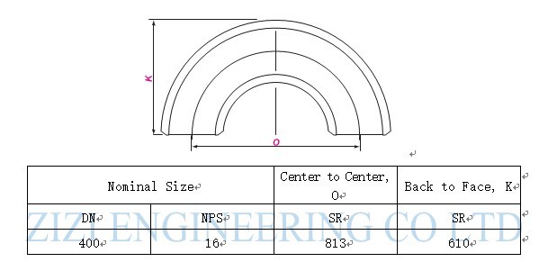 SR 16 " STD 180 Degree Pipe Fitting , ASTM A234 WP9 Stainless Steel Bends Elbows