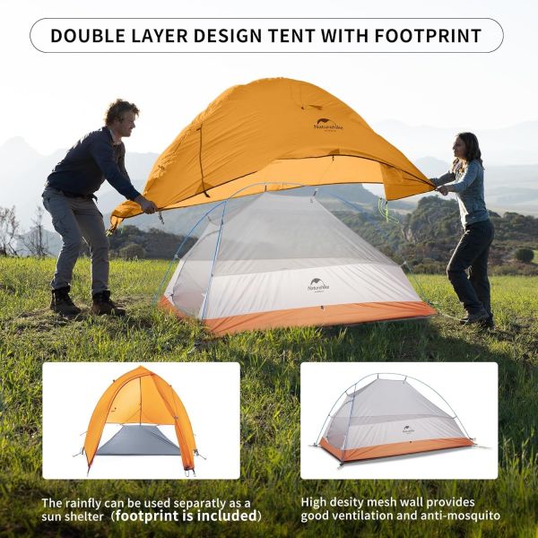 Naturehike Cloud-Up 1 Person Tent Lightweight Backpacking Tent for One Man, Waterproof Ultralight Single Person Tent, Do