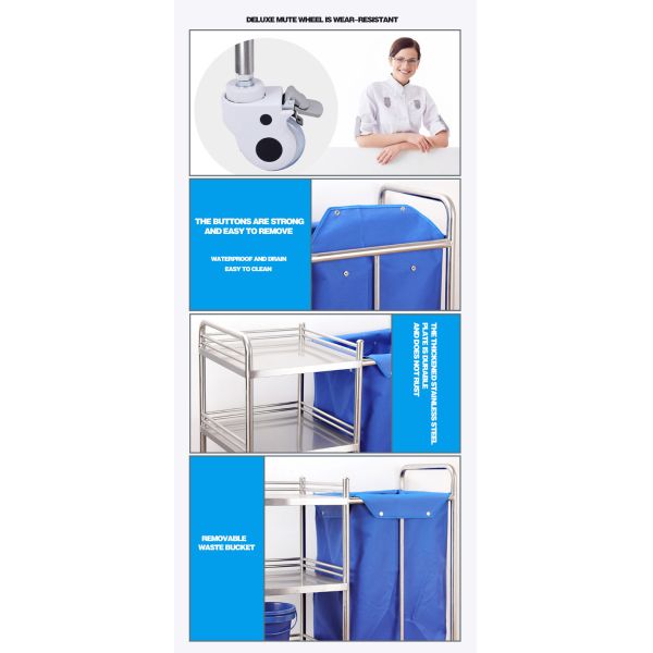 Stainless Steel Hospital Equipment Nursing Dirt Medical Trolley Cart