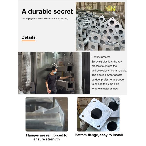 4m 5m 6m 7m 8m 9m 10m 12m Q235 Steel Outdoor Light Pole With Customizable Sizes