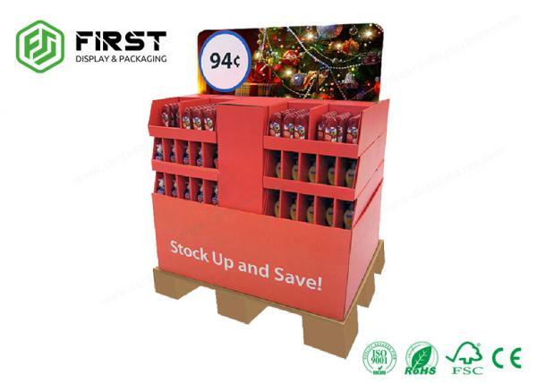 Quality 4C Offest Printing Customized Corrugated Stand Supermarket Cardboard Floor Display Stand for sale
