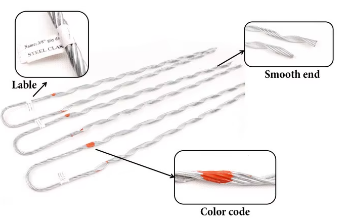 Preformed Guy Grip Aluminum Alloy Steel 70KN for 6-15mm Cable