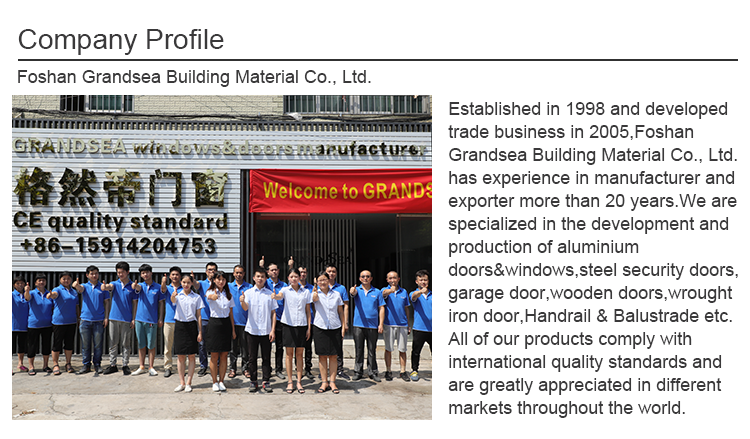 Grandsea Factory Direct High Quality Porte Wooden Grain Waterproof External Aluminum Sliding Double Tempered Glass Doors
