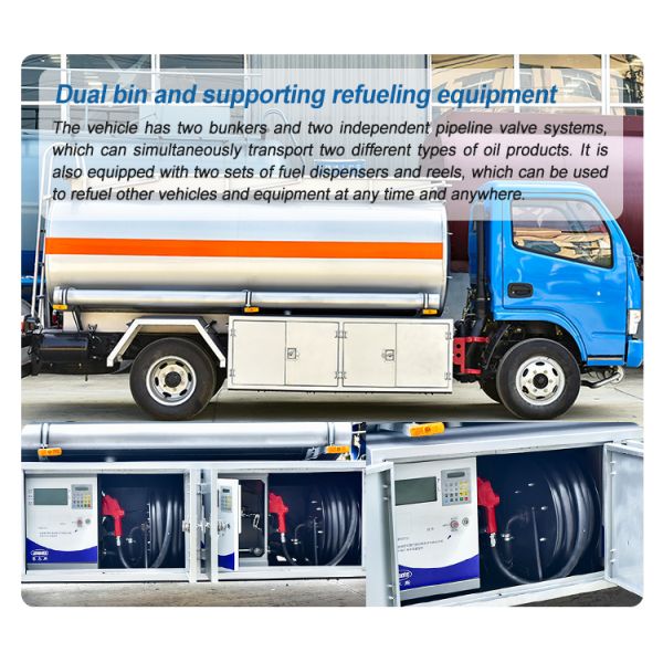 Right Drive Heavy Duty Carbon Steel Tank Truck 4x2 Oil Refuelling Truck 1-10T Capacity