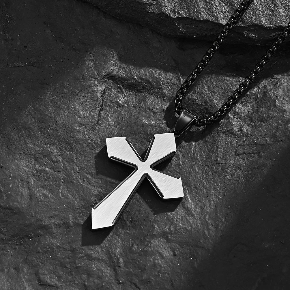 Stainless Steel Cross Shape Men's Fashion Necklace for Jewelry