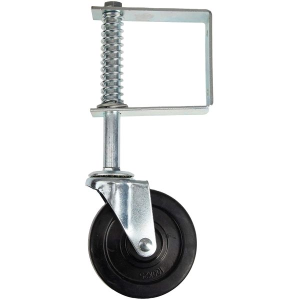 House Outdoor Garden Fence Gate Wheel in Black Powder Coated Metal Sliding Design