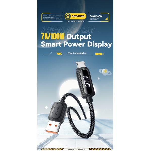Cotton Yarn USB A To Type C Cable 100W ESSAGER ES-X57 Series