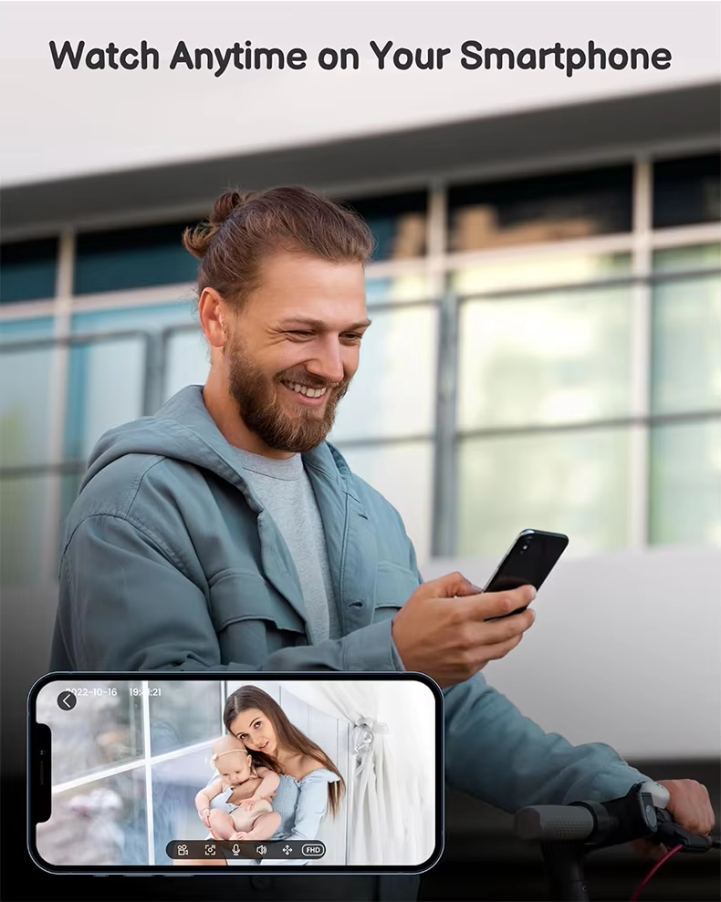 1080P Two Way Audio Video Baby Monitor Bluetooth Wifi 2.4Ghz Cry Detection