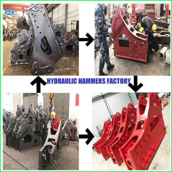 25t Skid Steers 140mm Demolition Hammer Attachments Q345B Jack Hammer Rock Breaker