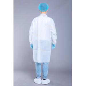 Medical Water Repellent 80gsm Disposable Lab Coats With Cuffs