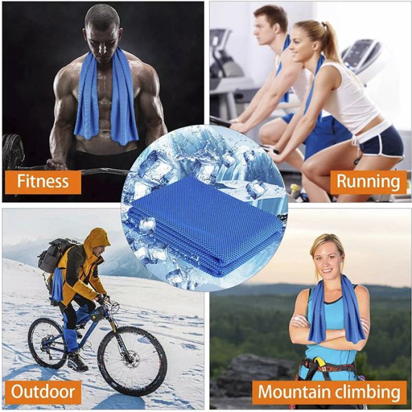 30*90CM Instant Cooling Travel Microfiber Yoga Towel Blue Green Black