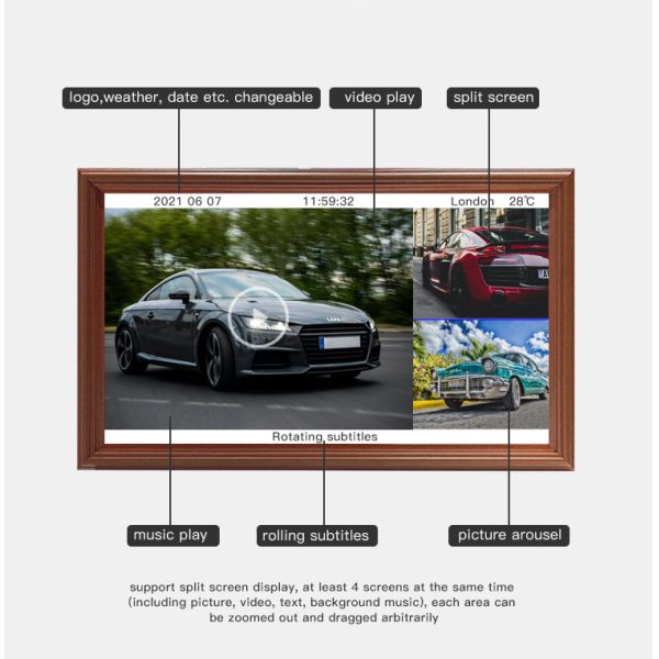 32 wall mounted digital signage digital picture frame advertising player