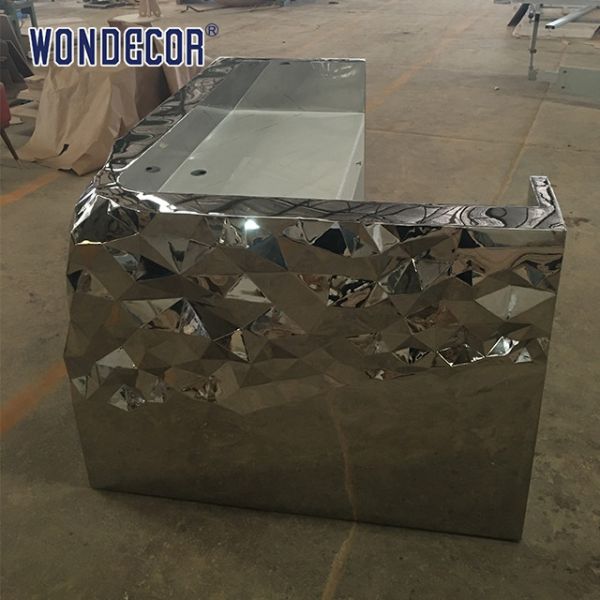 Modern Design 110cm Hotel Front Desk Metal Stainless Steel Geometric Triangle