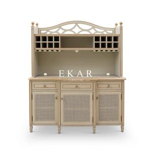 Gray Antique Design Dining Room Sideboard Carved Wooden Cupboard