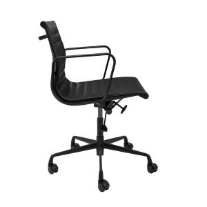 Swivel / Backward Ribbed Leather Office Chair , Charles Style Ribbed Conference