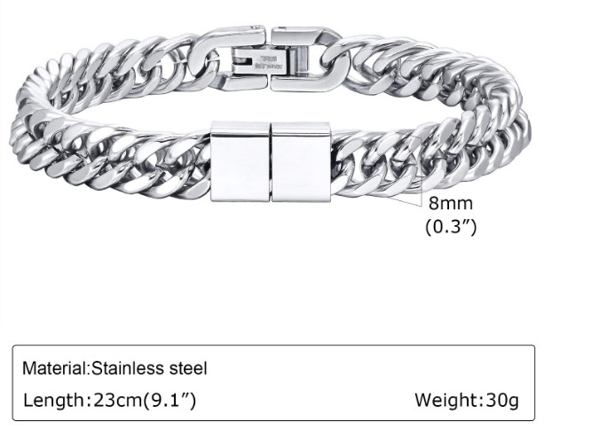 Stocked 19cm and 23 cm Black Stainless Steel Bracelet Men's bracelets with fast shipment