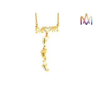 6.5g Baby Footprint Stainless Steel Womens Engraved Necklace