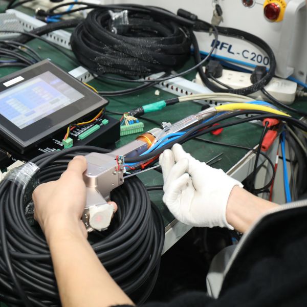 Side view of HW YAG-Diode Hybrid Laser Welding Machine showing components