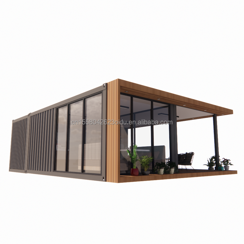 2 Bedrooms Prefabricated Tiny Home Made of Steel Material for Modern Design Wooden Residential Home in Outdoor Office