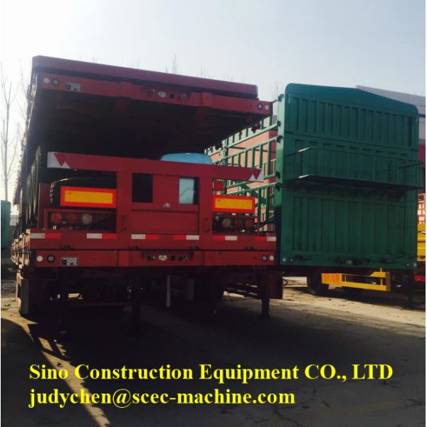 Tri Axles Heavy Duty Semi Trailers Flat Bed Semi Enclosed Car Trailer Loading 40t