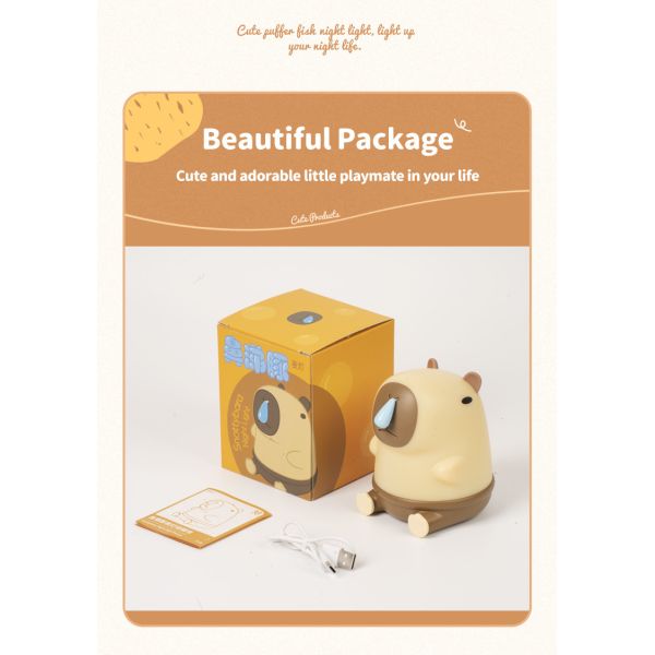 Wholesale Capybara Night Light Cute Animal Night Lamp Snottybara Silicone Touch Lights Decor Portable Rechargeable For Kids