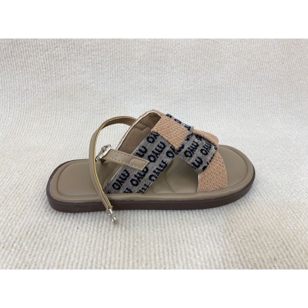 Khaki Weave Flat Open Toe Flip Flops Womens With Buckles In Summer