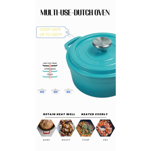 20cm Cast Iron Dutch Oven Enamel Covered Round Dutch Oven Classic Style