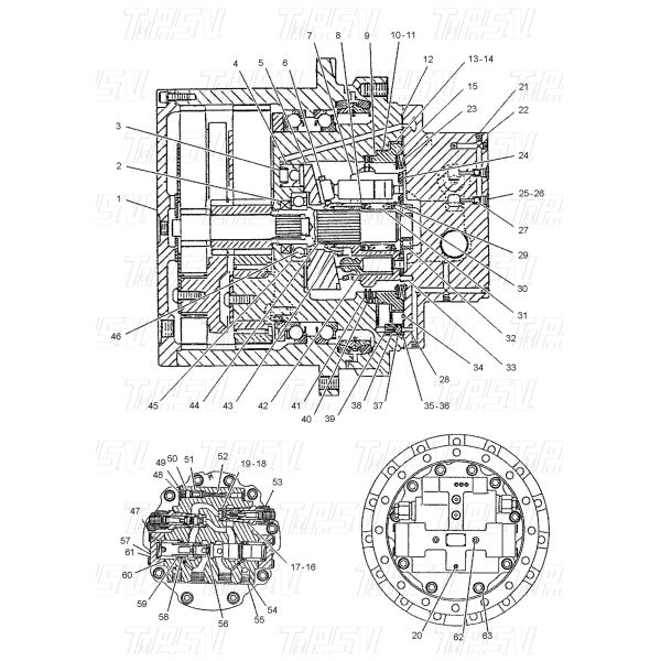 7I-1125 6208CM Heat Treated Excavator Grooved Ball Bearing With Gear Oil Maintenance