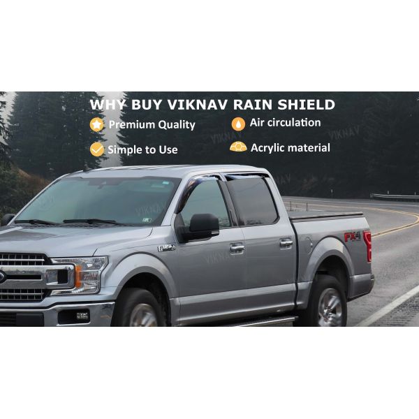 Viknav for Ford F150 2015-2023 Truck Window Deflector Rain Guards Compatible With Ford F150 Raptor