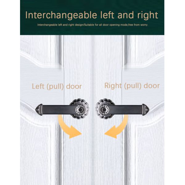 Black Inside Intelligent Door Fingerprint Lock Zinc Alloy 4.7V DC