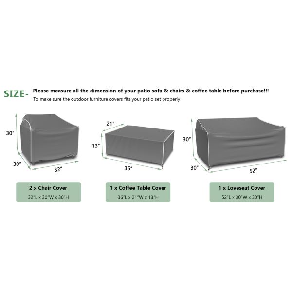 waterproof patio Furniture cover 4 pcs